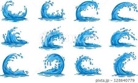 set of wave flowing water wave set of wave flowing water wave 128640779