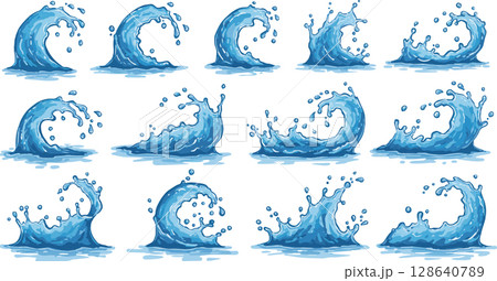 set of wave flowing water wave 128640789
