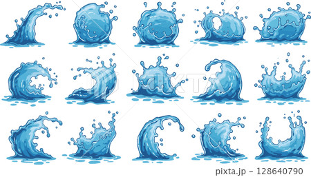 set of wave flowing water wave 128640790