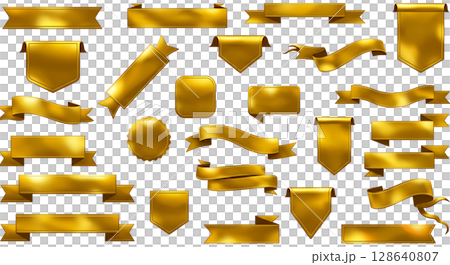 set of golden ribbons 128640807