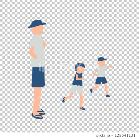 夏を過ごす家族のイラスト 128641131