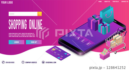 Landing page template concept of shopping online 128641252