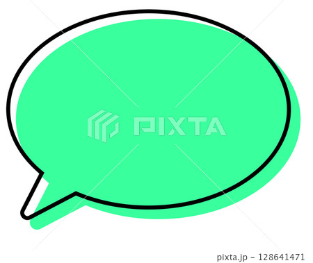 シンプルな線がずれた吹き出し　丸形 128641471