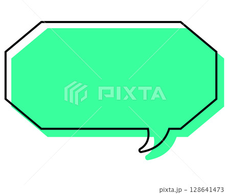 シンプルな線がずれた吹き出し 細長い八角形 シンプルな線がずれた吹き出し 細長い八角形 128641473