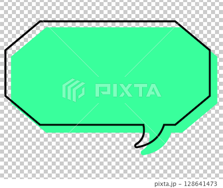 シンプルな線がずれた吹き出し 細長い八角形 シンプルな線がずれた吹き出し 細長い八角形 128641473