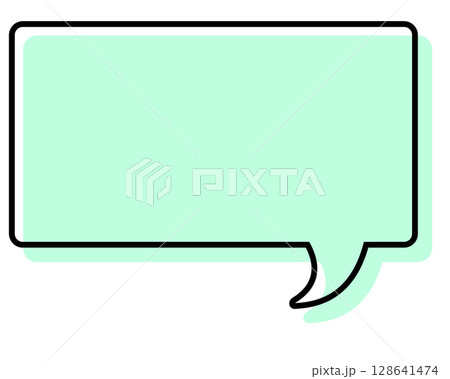 シンプルな線がずれた吹き出し　四角形 128641474