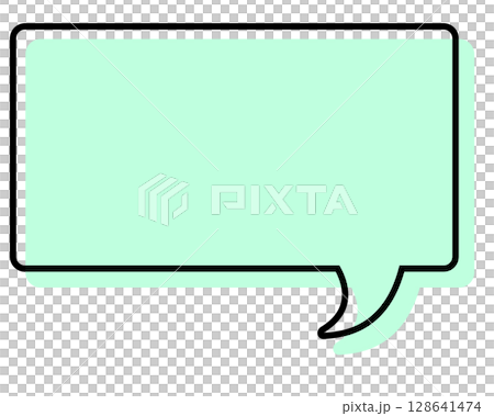 シンプルな線がずれた吹き出し　四角形 128641474