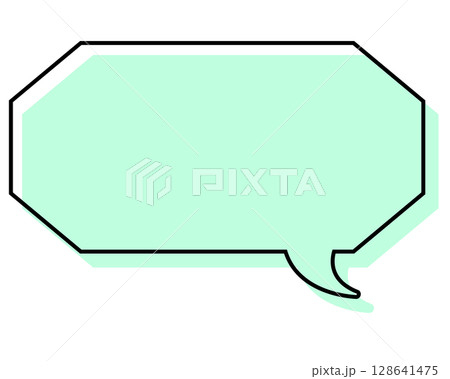 シンプルな線がずれた吹き出し 細長い八角形 シンプルな線がずれた吹き出し 細長い八角形 128641475