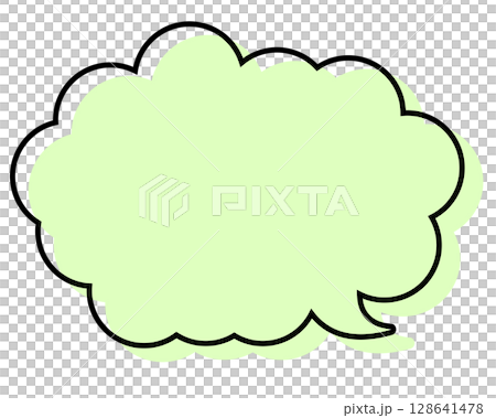 A simple speech bubble with misaligned lines and a rounded cloud shape 128641478