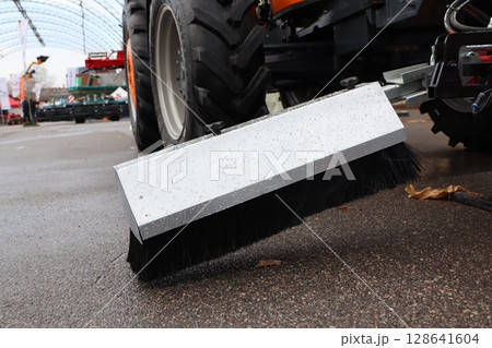 Tractor Equipment with Cleaning Brush Attachment for Efficient Outdoor Maintenance Tractor Equipment with Cleaning Brush Attachment for Efficient Outdoor Maintenance 128641604