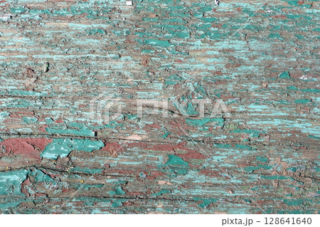 Beautifully Textured Wooden Surface featuring EyeCatching Turquoise Patina and Rustic Charm Beautifully Textured Wooden Surface featuring EyeCatching Turquoise Patina and Rustic Charm 128641640