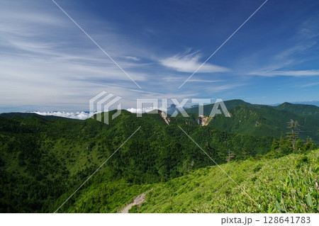 志賀高原横手山山頂 満天ビューテラス 志賀高原横手山山頂 満天ビューテラス 128641783