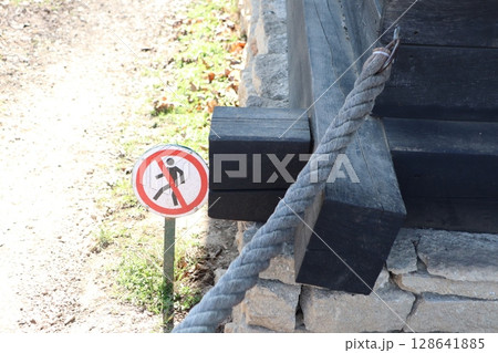 Warning Sign Unauthorized Access is Prohibited Near This Structure for Safety Reasons 128641885