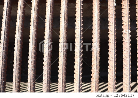 Industrial Steel Bars Featuring Unique and Distinctive Textured Patterns and Designs Industrial Steel Bars Featuring Unique and Distinctive Textured Patterns and Designs 128642117