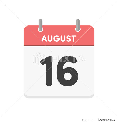 8月16日・August 16の日めくりカレンダーのアイコン - 8/16の日付入りの暦の素材 8月16日・August 16の日めくりカレンダーのアイコン - 8/16の日付入りの暦の素材 128642433