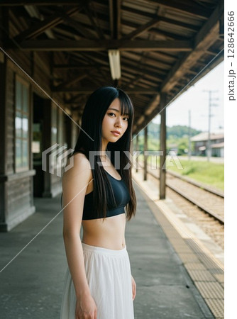 駅でポートレート 128642666