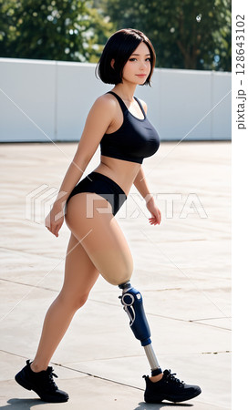 義足のアスリート女性 128643102