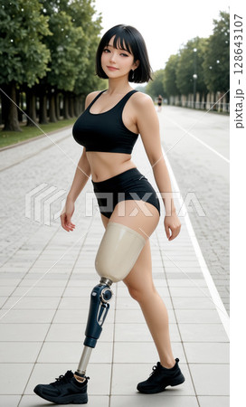 義足のアスリート女性 128643107