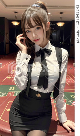 アジア人のカジノディーラー 128643243