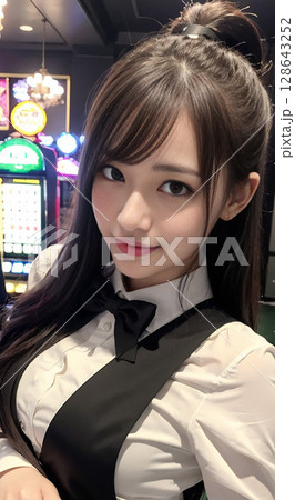 アジア人のカジノディーラー 128643252