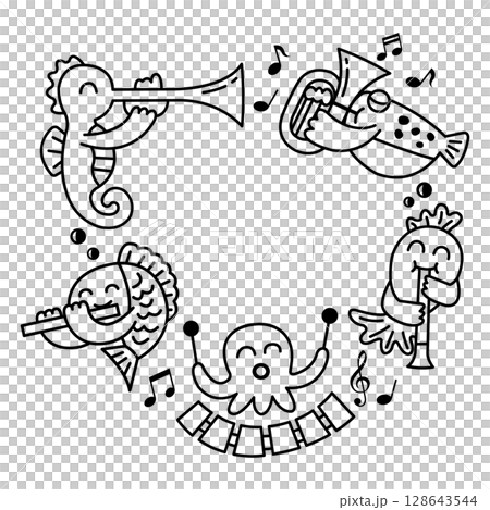 音楽を奏でる海の生き物 128643544