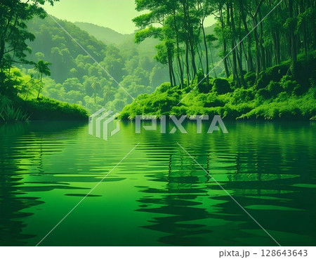 森 水面 森 水面 128643643