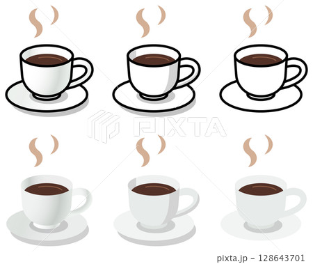 様々なコーヒーアイコンのベクターイラストセット 128643701