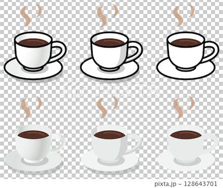 様々なコーヒーアイコンのベクターイラストセット 128643701