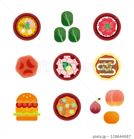 和歌山グルメのイラストセット2 和歌山グルメのイラストセット2 128644087