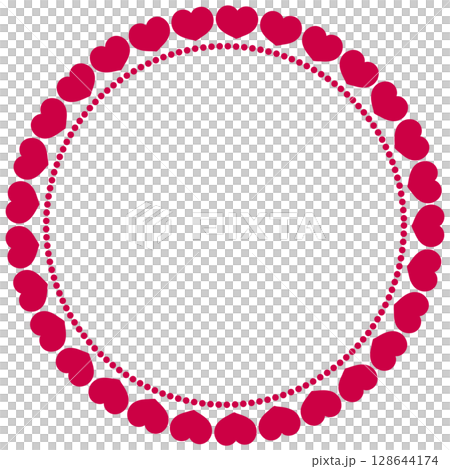 Bright pink cute circular heart frame 128644174