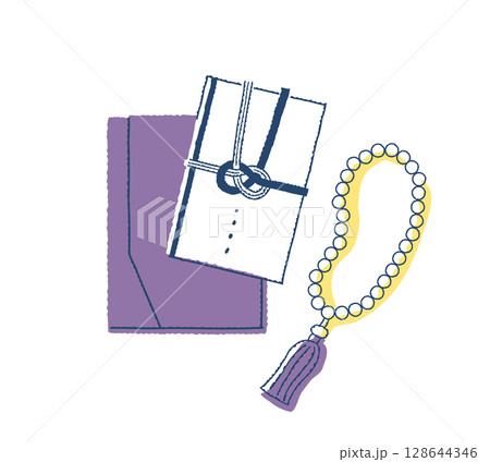 不祝儀袋と数珠 128644346