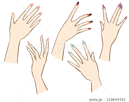 広告用美しい手のポーズとネイルデザイン 広告用美しい手のポーズとネイルデザイン 128644391