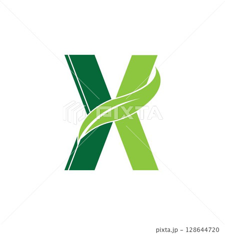 Letter X Leaf logo icon symbol. Letter X Leaf logo icon symbol. 128644720