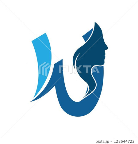 letter W beauty women face logo vector designのイラスト素材 [128644722] - PIXTA
