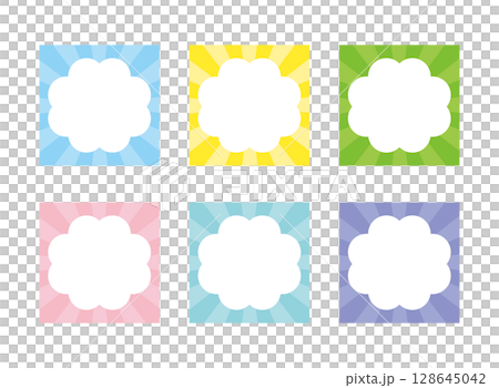 Square frame set with smokey speech bubbles and concentrated lines 128645042