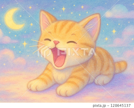 あくびをする猫 128645137