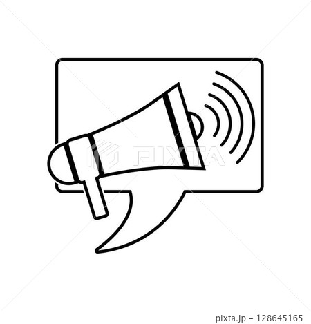 Megaphone Icon Vector Logo Design with sound, linear icon. Advertising and distribution. 128645165