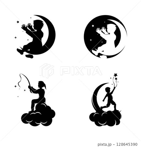 Child dreams logo designs concept vector, Kids Education logo symbol, Children Reaching star logo template 128645390