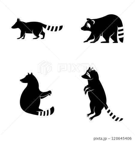 Cute Black raccoon logo vector icon illustration design Cute Black raccoon logo vector icon illustration design 128645406