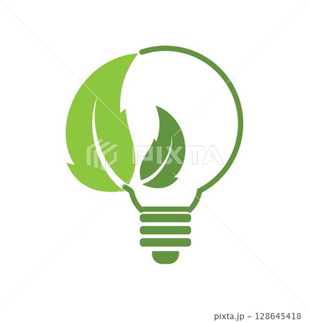 Save energy symbol. Energy icon with green leaf. Eco friendly, environmentally. Eco icon Save energy symbol. Energy icon with green leaf. Eco friendly, environmentally. Eco icon 128645418