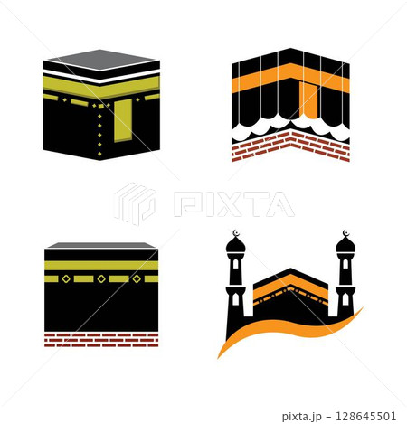 kaabah icon design, mecca ka'bah. vector illustration for islamic event, hajj, umrah, ramadan kareem, ied mubarak 128645501