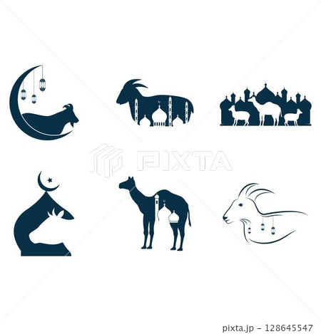 Eid al Adha logo Vector template. Eid Al Adha Mubarak Template. Eid al Adha logo Vector template. Eid Al Adha Mubarak Template. 128645547