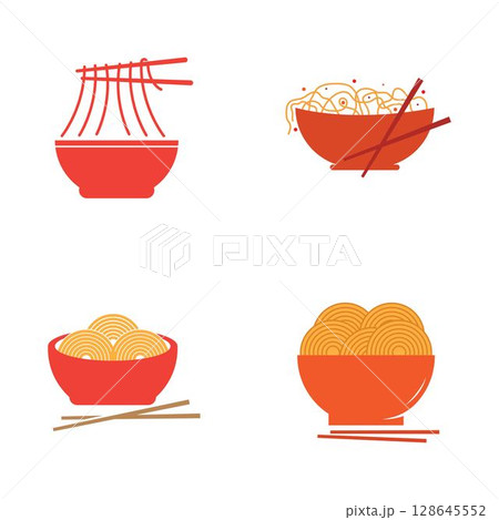 Noodle bowl logo template. Chinese food vector design. Ramen noodles illustration Noodle bowl logo template. Chinese food vector design. Ramen noodles illustration 128645552