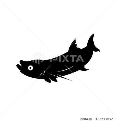Salmon, fish and fishing, logo template. Underwater world, river and marine life, nature, vector design, illustration 128645652