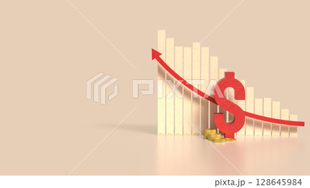 The Red Dollar Symbol and coins for Business concept 3d Rendering. 128645984