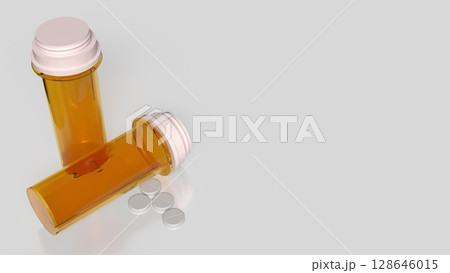 The Drug bottle on white background for Medical or health concept 3d Rendering. 128646015