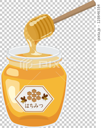 ディッパー付きの蜂蜜 128646384