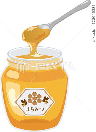 スプーン付きの蜂蜜 128646385