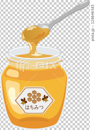 スプーン付きの蜂蜜 128646385