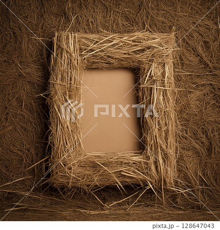 Rustics Straw Rustic straw square frame gives naturally warm...のイラスト素材 [128647043 ...